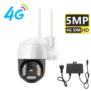 4G Sim Card 5MP CCTV Camera 360 wireless outdoor High Resolution Weatherproof Outdoor PTZ Speed Dome Wireless Smart IP Security Camera