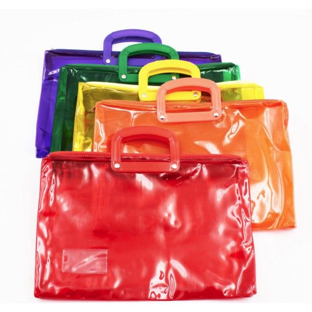 2024 PVC Colored Plastic Envelope with single handle and zipper and