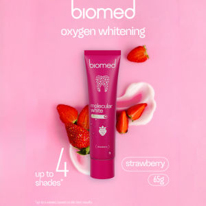 Biomed Molecular White Toothpaste 65g (Strawberry)  Active Whitening and Enamel Restoration