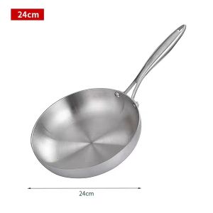 Frying Pan Uncoated Frying Pan 304 Stainless Steel Frying Pan Gas Stove Induction Cooker Electric Stove