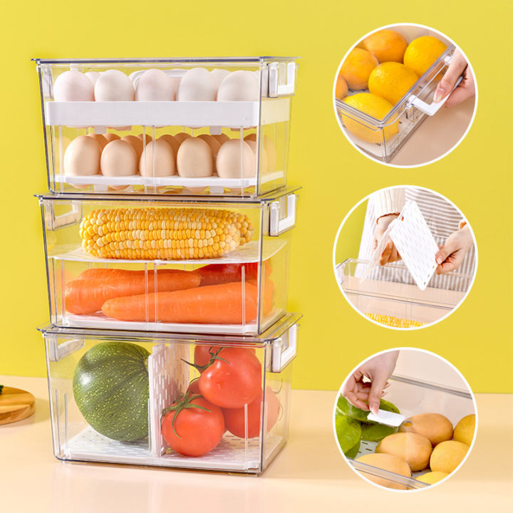 Cod Fridge 【COD】Refrigerator Transparent Stackable Storage Box Kitchen Fridge ...