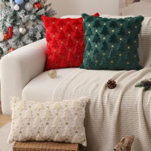 Pillow Case Solid Color Cutting Cushion Handmade Disassembly Cleaning Plush Star Cute Christmas Tree