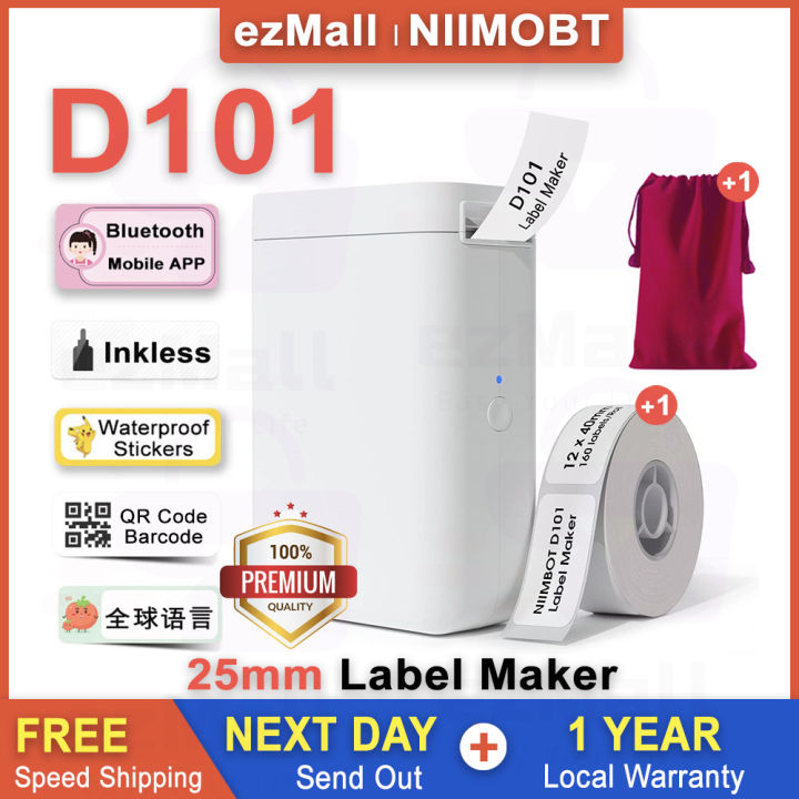 NIIMBOT D101 25mm Label Printer, Portable Wireless Bluetooth Thermal