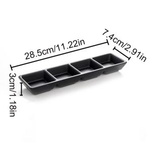 KECTTIO Japanese Style Melamine Sauce Dishes Black Multi-grid Sushi Soy Dipping Sauce Bowl Fruit Plate Vinegar Dishes Seasoning Plate For Storage Plate