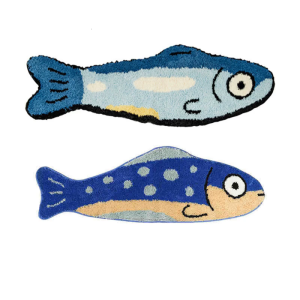 Soft Flocking Fish Shape Carpet for Kid Bedroom Playrooms Sturdy Bottom Easy Cleaning