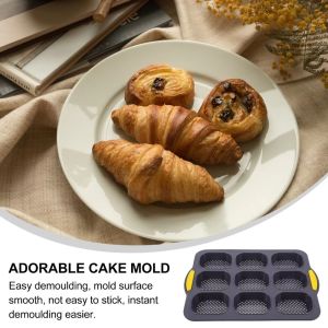 HCHC MALL Chống dính Khuôn làm bánh bằng silicon Silicone 9 ô lưới Khuôn làm bánh hamburger Dễ dàng làm sạch Có thể tái sử dụng Khuôn nướng bánh bằng silicon Dụng cụ làm bánh