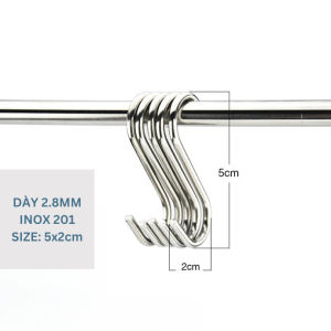 Set móc hình chữ S inox treo đồ nhiều kích thước không gỉ treo dụng cụ bếp gia đình Easy Stuff