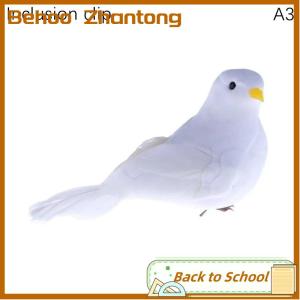 Behoo White Doves Feather Foam Artificial Lover Peace Pigeons Birds Home Garden Wedding Decor Imitation Bird Model Xmas Tree Props