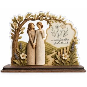 TEN Acrylic Wood Friend Gift for Women Sincere Desk Shelf Decor Friends Birthday Gifts Creative Thoughtful Friendship Keepsake Decor for Friends