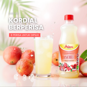 Ameen Lychee Sweetened Cordial 840ml | Ameen Cordial ready to mix | Zero-Calorie sugar