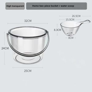 Clear Bucket Three-piece Set Bucket Basin Spoon Household Storage Water Cleaning