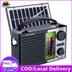 Compact Solar Radio with AM FM SW Bands and LED Flashlight for Camping Trips
