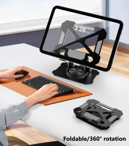 Carbon steel Metal tablet stand holder 360° Rotating Foldable Desktop Live Phone Stand
