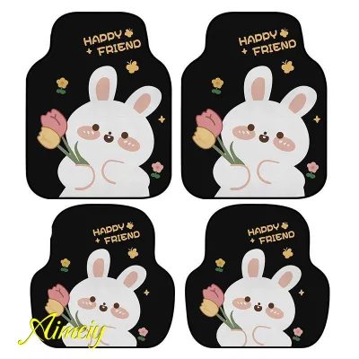 พรมรถยนต์4pcs แถวหน้า/แถวหลัง วัสดุกำมะหยี่คริสตัล เหมาะสำหรับรถยนต์5ที่นั่ง กันลื่นทนต่อการสึกหรอ กันฝุ่น ทำความสะอาดง่าย
