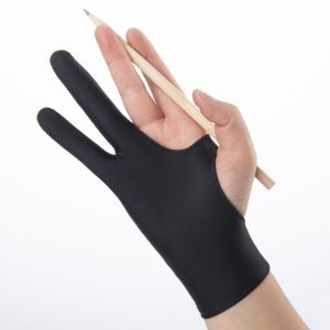 PLLEWY 1pcs Anti-fouling Painting Gloves Anti-touch Sweat-proof Anti Accidental Touch Gloves Simple 1/2 Fingers Sketch Gloves Hand-drawn
