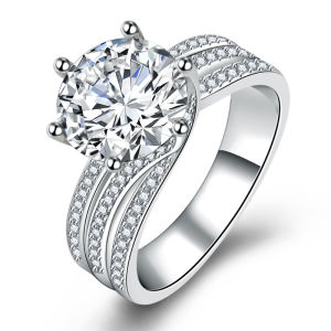 Engagement Rings for Women Wedding Rings Clarity Round Cut Diamond Ring in Sterling Silver plated
