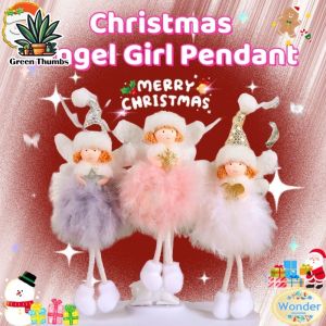 Christmas Standing Angel with Feather Christmas Figurines Desktop Ornament Creative Tabletop Decor for Xmas Gift