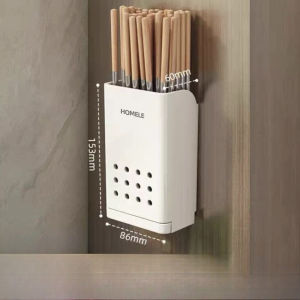 Wall-Mounted Kitchen Utensil Holder Three-Compartment Multifunctional Draining Chopstick Rack Cutlery Storage Box 筷子收纳盒