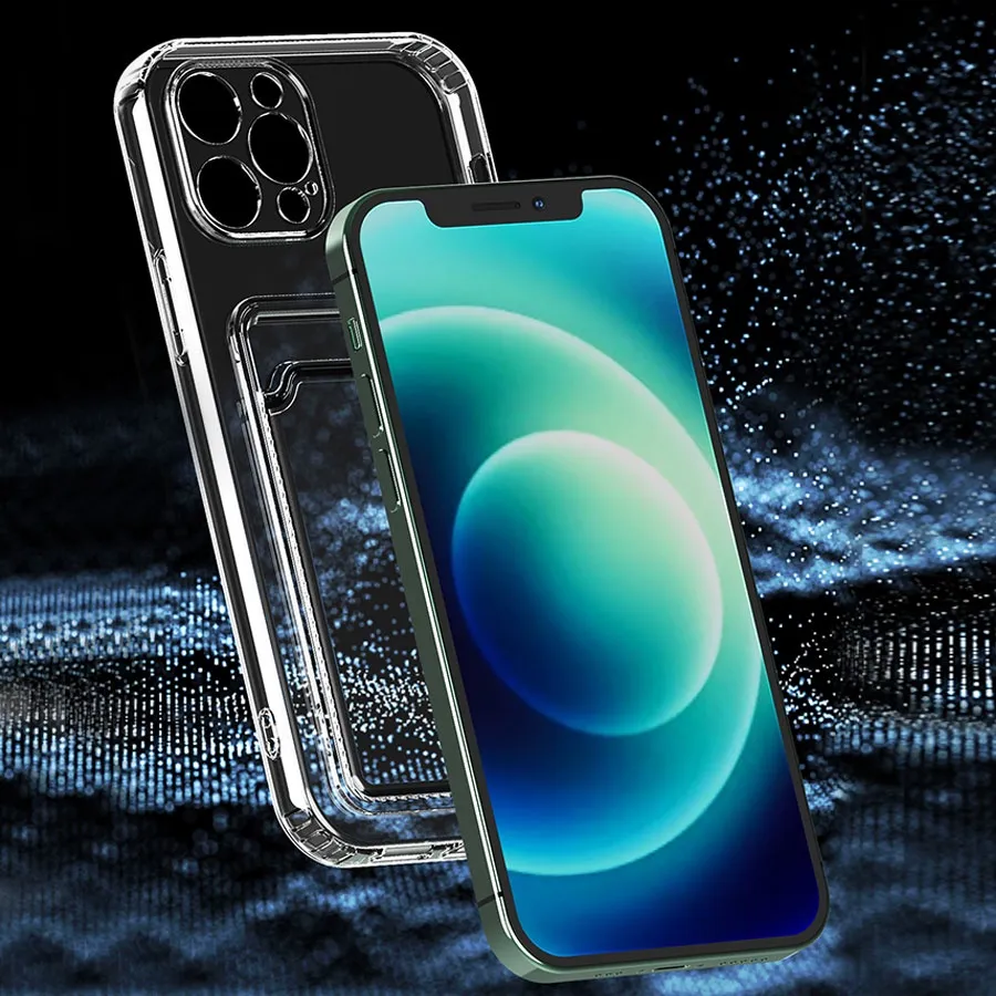 Silicone Photo Card Holder Clear Wallet Phone Case for iPhone 16