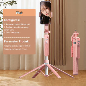 Tech 180cm Tongsis Kualitas Tinggi Aluminium Berkualitas Empat Tripod Tongsis Selfie Stick HP Tripod Bluetooth Remote Control Rotasi 360 Tongsis Handphone Kamera