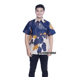 Batik Couple Dress wanita dan Kemeja Hem pria Batik Jumbo Simple modern tulip by felicity batik