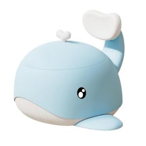 ชุดฝึกเข้าห้องน้ำพกพาสำหรับเด็ก12 + เดือนรูปทรงวาฬการ์ตูนน่ารักทำความสะอาดง่ายฝารองชักโครงเด็กใช้งานง่าย