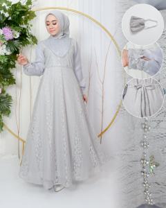 Gamis Brukat Orghanza Wanita/ Dress Muslim Hijab Dewasa Elegan Terbaru Modies Kekinian 2023