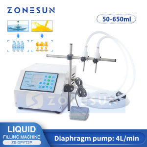 ZONESUN Filling Machine 2 Heads Semi Automatic ZS-DPYT2P Liquid Milk Juice Coffee Bottle Filler For Cosmetic Beverage Packaging Production