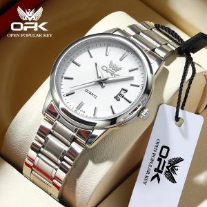 OPK Watch For Men Waterproof Original 2025 New Automatic Date Fashion Korean Style Business Stainless Steel Watch Band Luminous Calendar