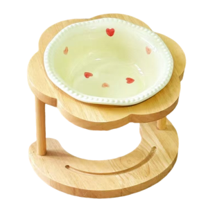 QEFEE Anti Slip Ceramic Cat Bowl 15 Degree Inclined Anti Vomiting Elevated Cat Water Bowl Cute Flower Shaped Raised Dog Food Bowl Kitten/Puppy/Bunny