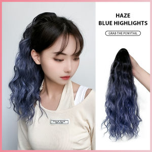 High Ponytail Wig Female Hair Claw Clip Highlight Gradient Color Curling Ponytail Pear Blossom Scalded Horse Tail Wig long hair extension for women
