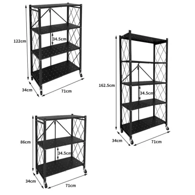 Kệ 3/4/5 tầng có bánh xe gấp gọn (sơn tỉnh điện đen).