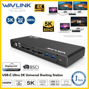Wavlink USB C 5k Laptop Universal Docking Station Ultra HD Dual 4K Monitor Expansion Tepy-C to HDMI and Display Gigabit Ethernet Type C USB 3.0 Audio Microphone Multiport Splitter Using Windows Mac OS PC Laptop Converter