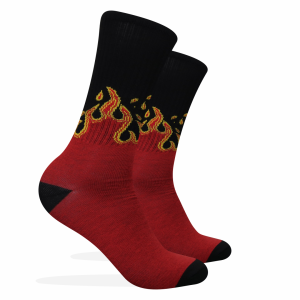 Kaos Kaki Oldschool - Kaos Kaki Skate Api Merah Hitam - 4LAYER BENANG - K48