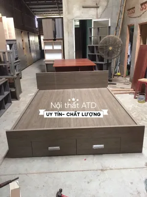Giường Gỗ MDFGiường Ngủ Chống Cong VênhMối Mọt có hộc tủ khóa đựng đồ tiện lợi (Free Ship HCM)