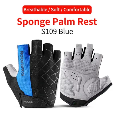 ROCKBROS Bike Gloves Shockproof MTB Road Bike Cycling Half Finger Gloves Breathable Motorcycle Gloves Bike Accessories Outdoor Sports Gloves