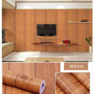 Wallpaper Dinding Kayu Putih Lis Hitam Ukuran 45CM X 8METER