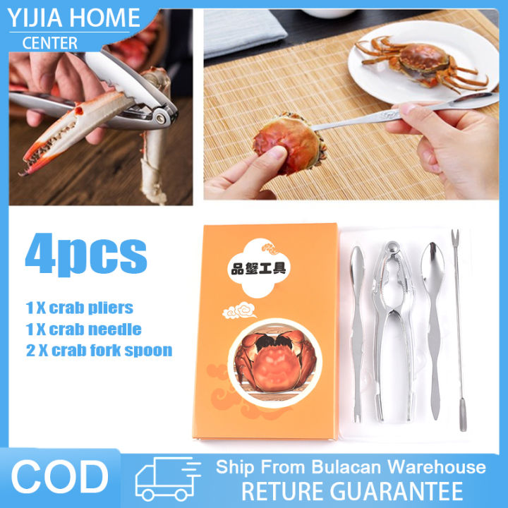 【Ready Stock】4pcs/set Seafood Eating Tools Walnut Opener Lobster Crab