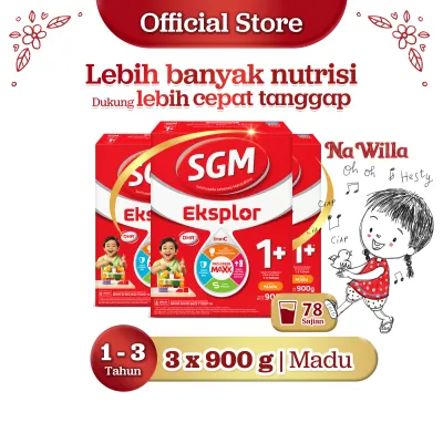 SGM Eksplor 1+ dengan IronC Susu Pertumbuhan Rasa Madu 3x900gr - Untuk Usia 1-3 Tahun