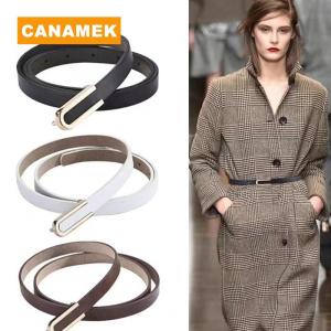 【CANAMEK】 Women Waist Belts Minimalist Pin Buckle PU Leather Thin Belt Female Waistband For Jeans Dresses Pants