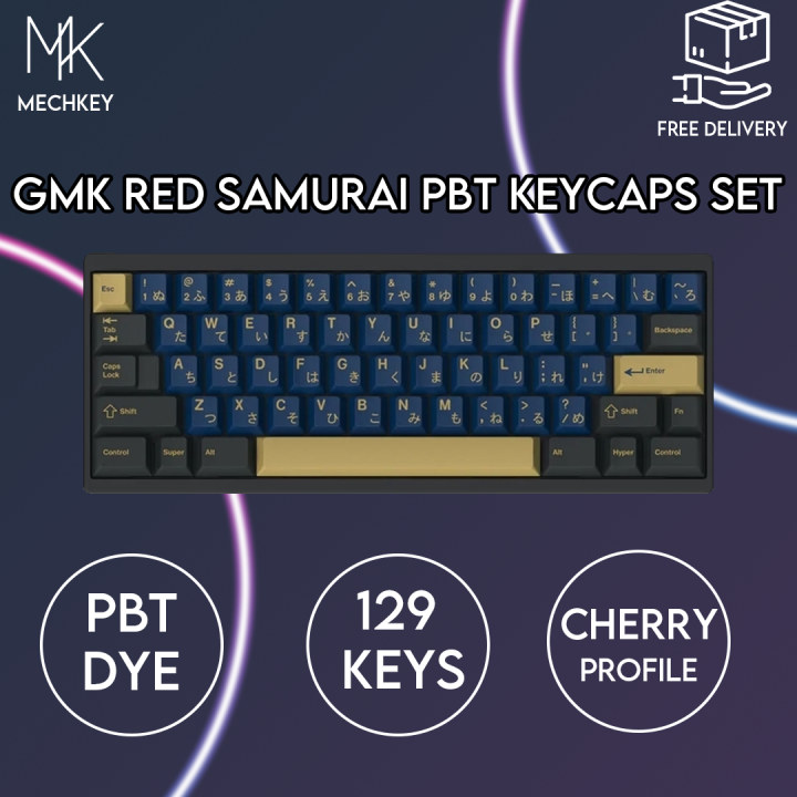 GMK Red Samurai / Blue Samurai PBT Dye-Sublimation 129 Cherry Profile ...