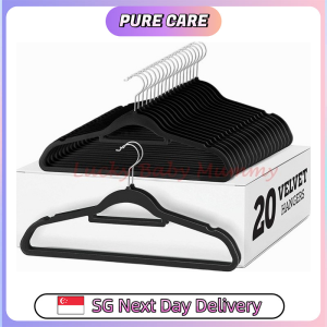【Pure Care】 【Local Seller】 50 Pcs Velvet Non-Slip Clothes Hanger/360 Degree Flexible Turning/Space saving/Ultra Thin