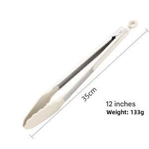 ที่คีบอาหารซิลิโคน สแตนเลสคุณภาพ ขนาดยาวจับถนัดมือ ที่คีบน้ำแข็ง ที่คีบปิ้งย่าง