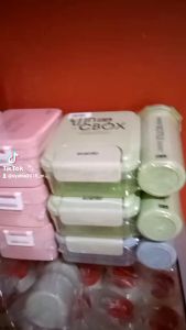 Ecentio kotak makan anti tumpah 2/4 grid lunch box set 1100ml free bottle 500ml free sendok