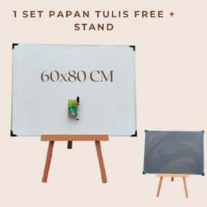 Paket Whiteboard Standing 90 cm - Stand / Penyangga Papan Tulis 60x80 Free Spidol Penghapus