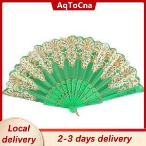 [COD] AqToCna Ship within 24 hours Vintage Lace Folding Fan Dance Hand Held Fans Chinese Dance Fan Photo Props Wedding Party Decoration Ornament Craft Gift