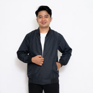 CREDIFOX Jaket bomber polos zipper waterproof - bomber jacket - jaket bomber taslan - boomber jaket