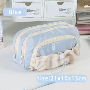 OWNNEW Large Capacity Pen Bag Drawstring Zipper Pen Storage Bag Fashion Five-Layer Pencil Case Student