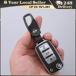 【Nissan】Leather Car Key Case For Nissan Navara Sentra Almera Juke Urvan GTR Skyline Patrol Frontier Xtrail Grand Livina Carbon fiber leather Car Keychain Key Rings