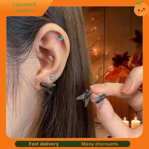 ❣️❣️❣️ 2Pairs Personalized Creative Mini Simulated Fly Earrings For Men Women Funny Abstract Niche Jewelry Accessories Couple Gift